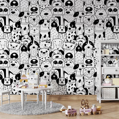 6072 / Peel and Stick Puppy Dogs Wallpaper - DIY Fun Kid Room Decor, Perfect for Baby Nursery