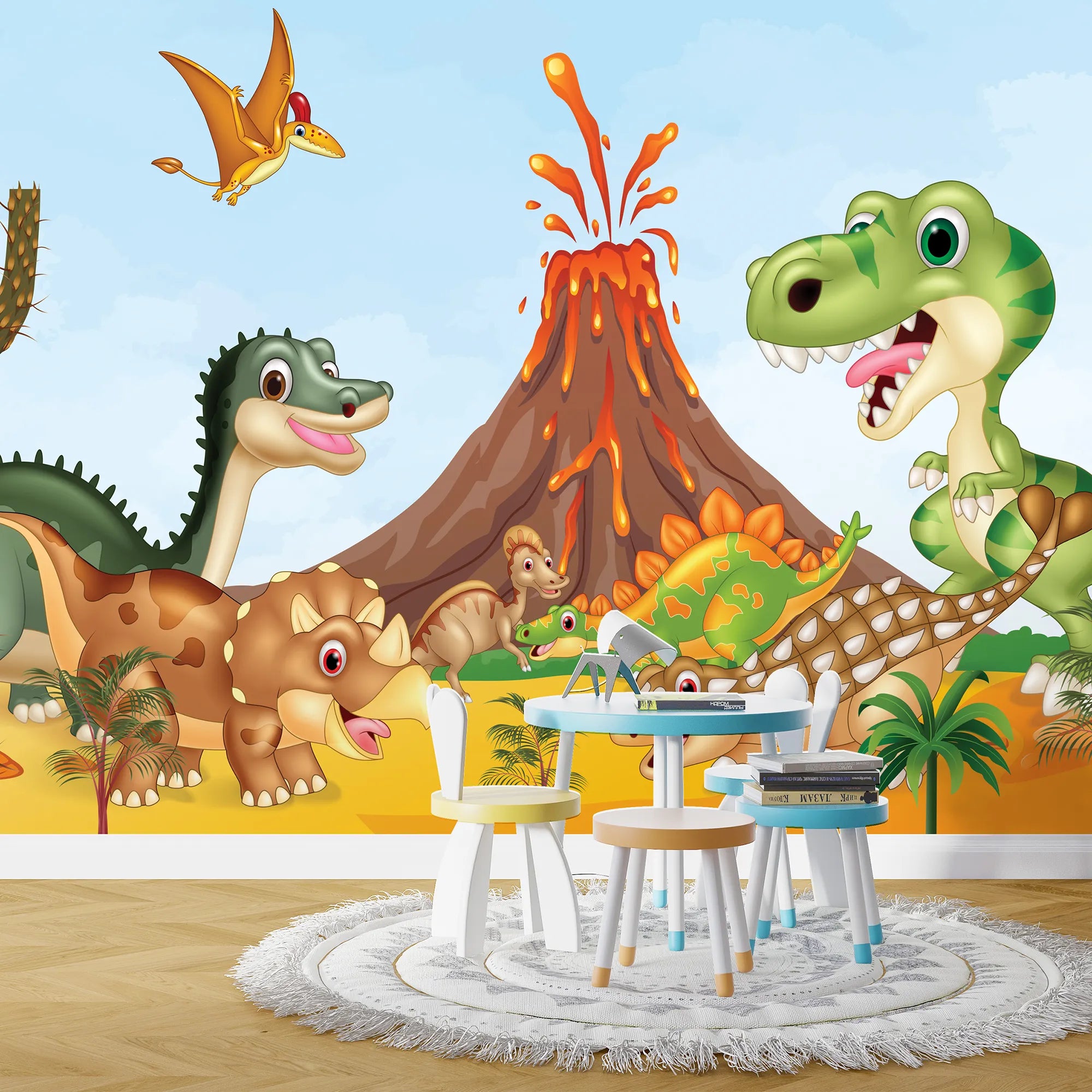 6077 / Fun Wallpaper - Peel and Stick Dinosaur Themed Nursery Decor for Kids Room