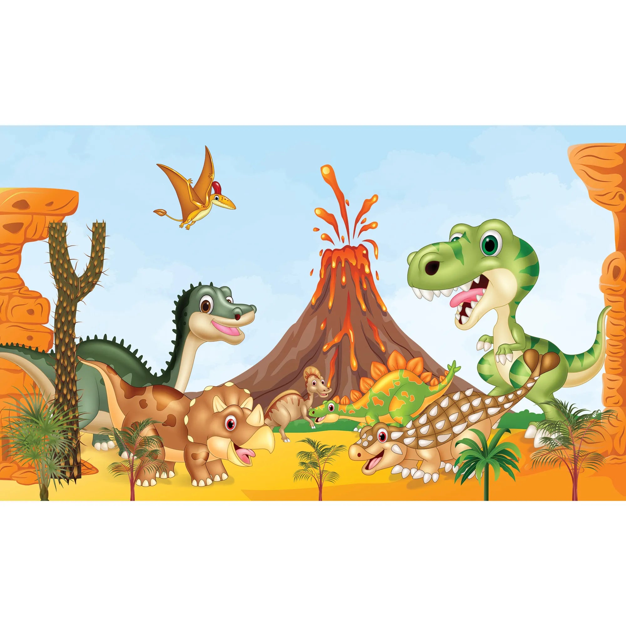 6077 / Fun Wallpaper - Peel and Stick Dinosaur Themed Nursery Decor for Kids Room