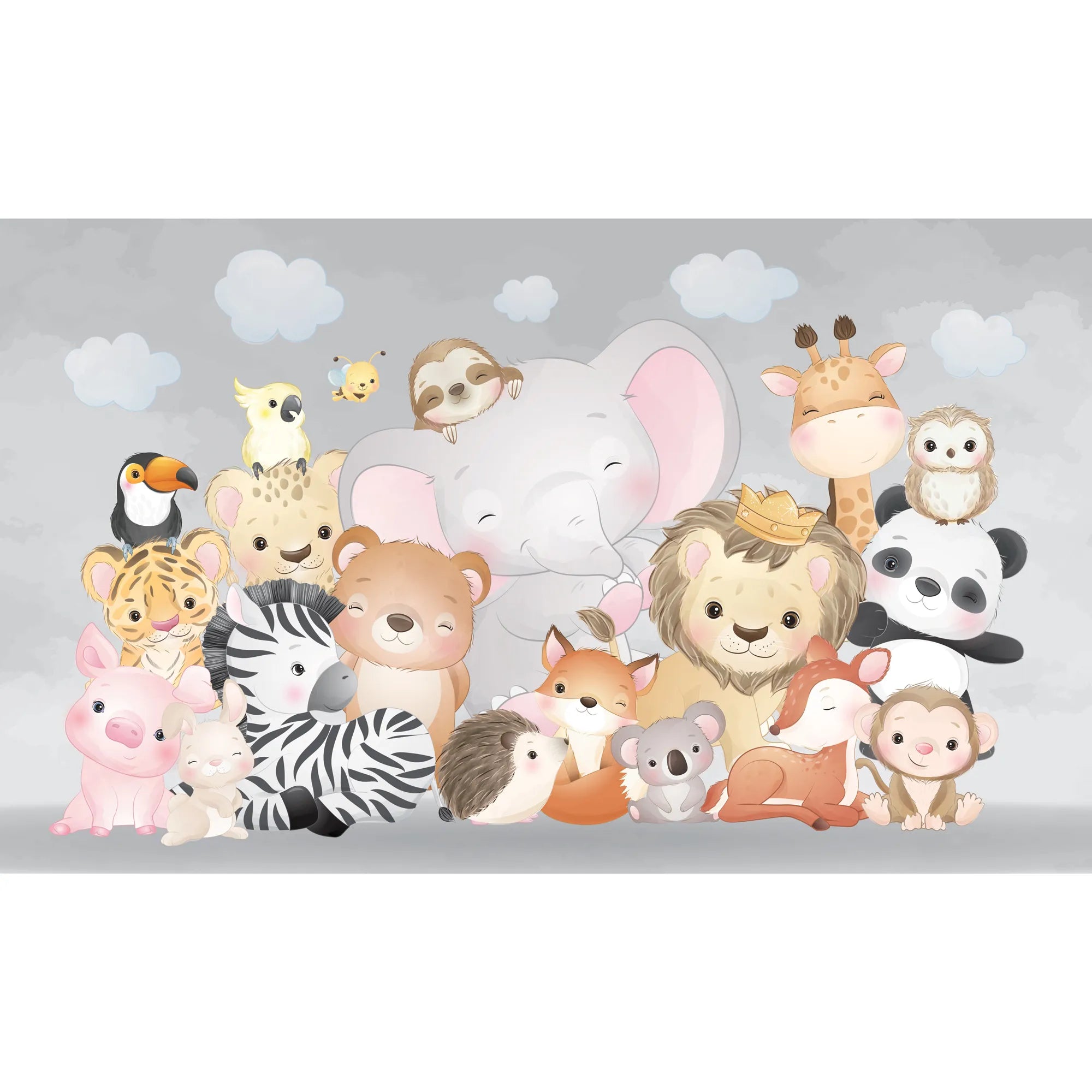 6078 / Nursery Wall Art: Kids Room Peel and Stick Animal Wallpaper, Easy to Apply Mural