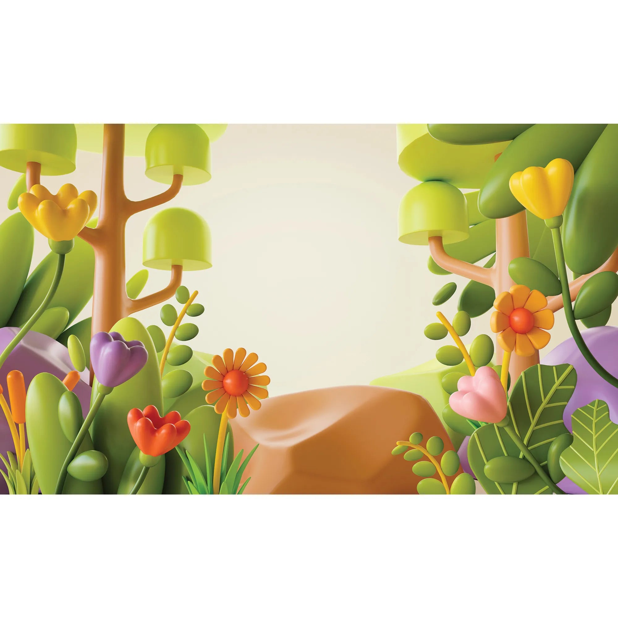 6085 / Playroom Decor Wall Decal: Colorful Forest & Flower Mural, Peel and Stick Nursery Wallpaper, Easy DIY, Kid & Toddler Friendly