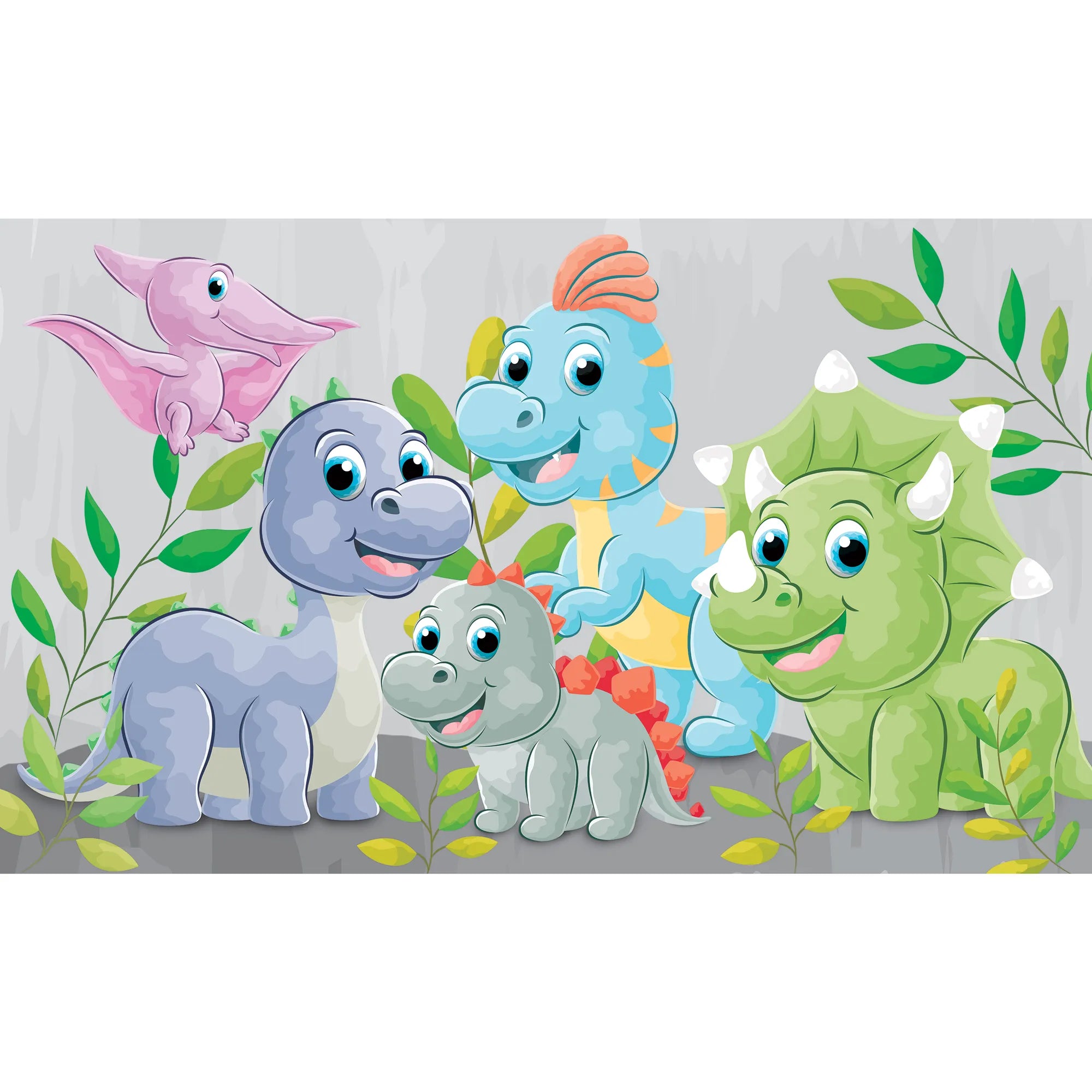 6086 / Temporary Wallpaper for Kid's Bedroom Decor: Exciting Dinosaur & Tree Mural, Self Stick Wallpaper for Playroom Decor