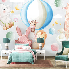 6088 / Vibrant Animal Wallpaper: Giraffe and Lion Theme, Peel and Stick, Great for Nursery Wall Art and Kids Bedroom Decor