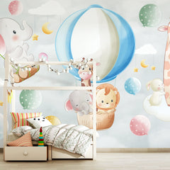 6088 / Vibrant Animal Wallpaper: Giraffe and Lion Theme, Peel and Stick, Great for Nursery Wall Art and Kids Bedroom Decor