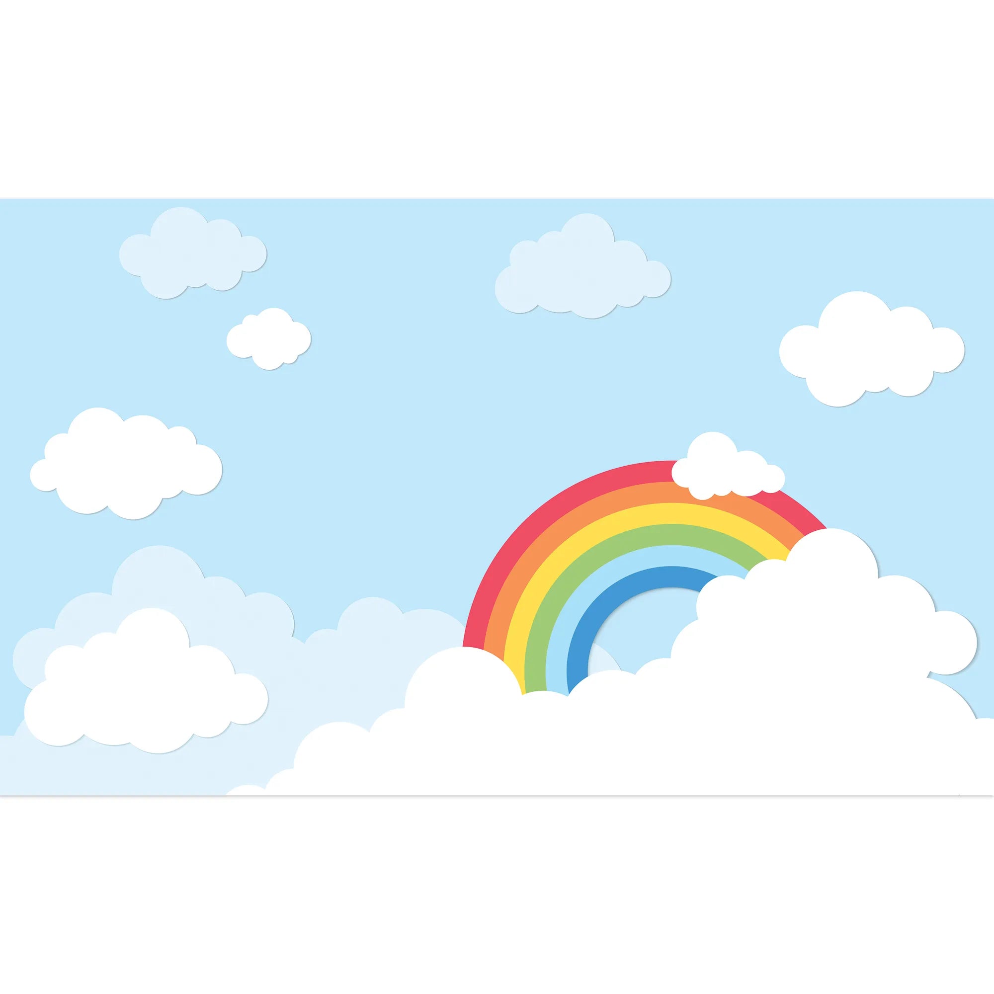 6091 / Peel and Stick Wallpaper for Kids Room - Baby Nursery Decor with Removable Rainbow Sky and Clouds Mural