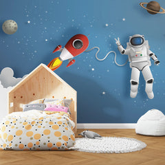 6099 / Nursery Decor Wall Art Wallpaper - Self-Adhesive Mural, Temporary Wallpaper with Spacecraft Theme